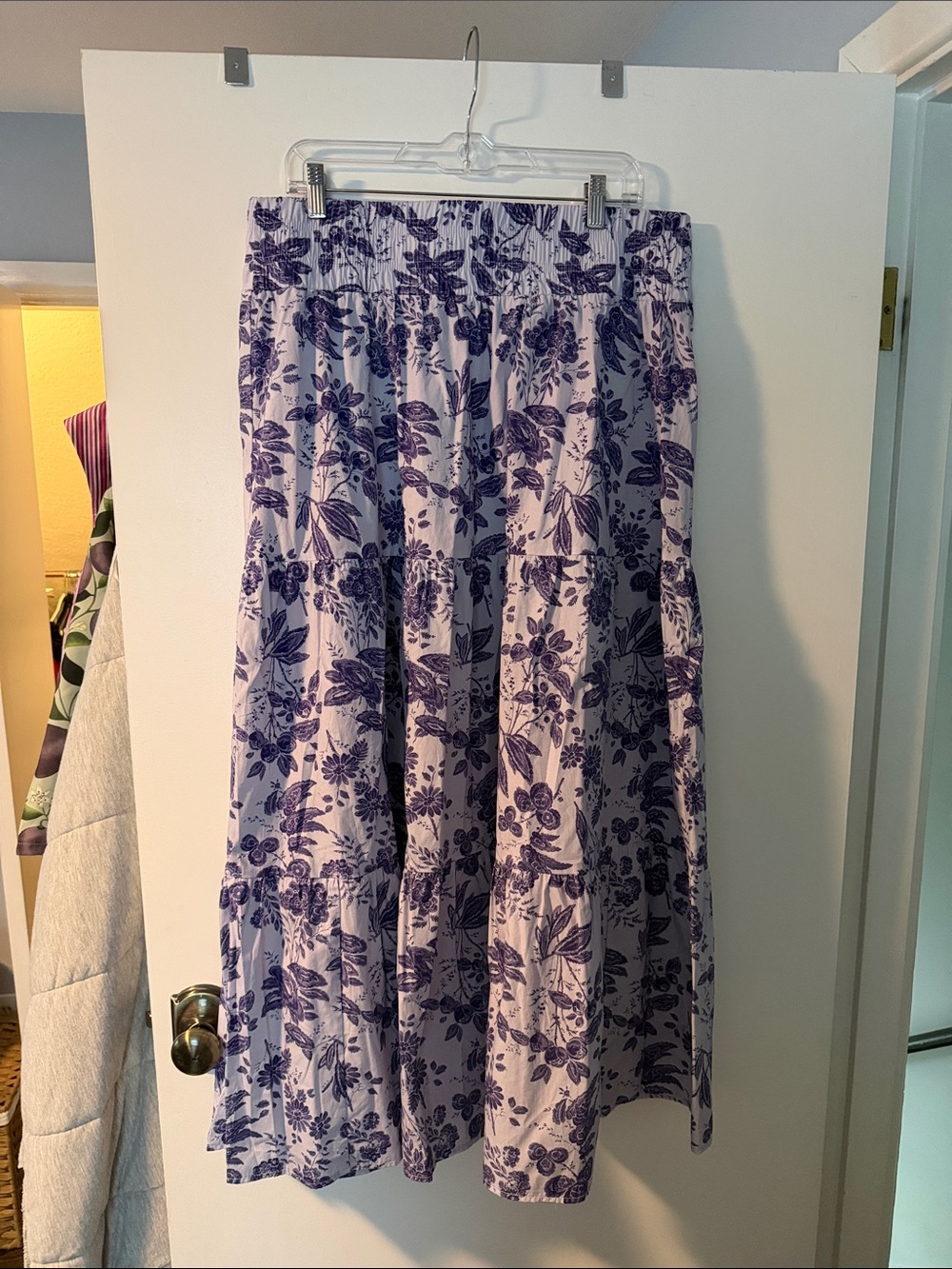 Hill House Lavender and Navy Floral Maxi Skirt